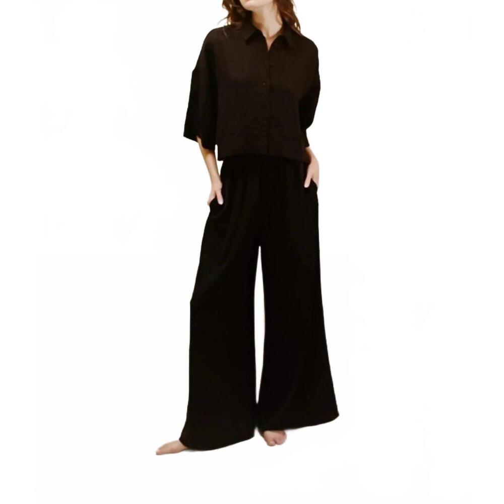 NEW A.REN liliana button down top in black
